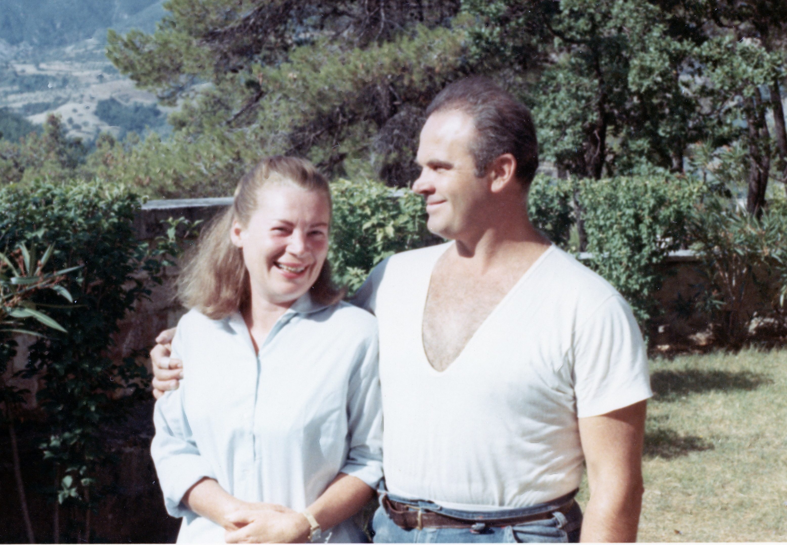 Mom and Dad in the yard surrounding the mansion at Torregrossa, near Spoleto